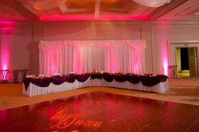Ceiling draping with lights