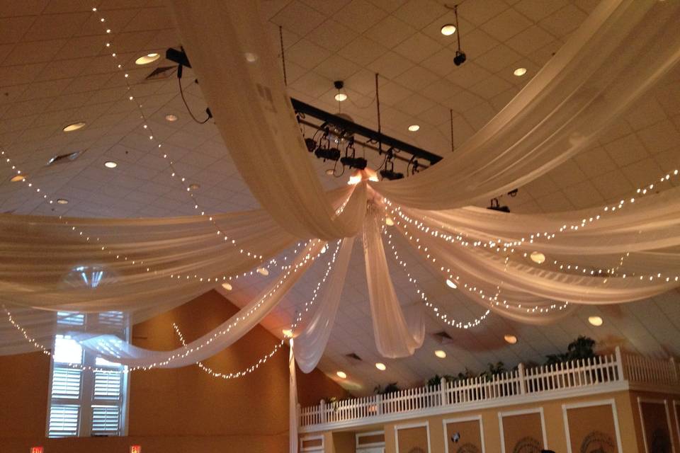 Ceiling draping with lights