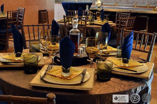 Table setup with centerpiece