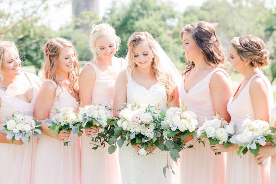 Bride and bridesmaids