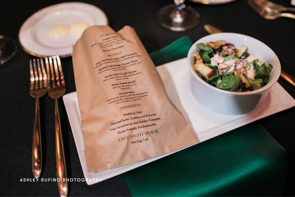 Salad with bread bag menu