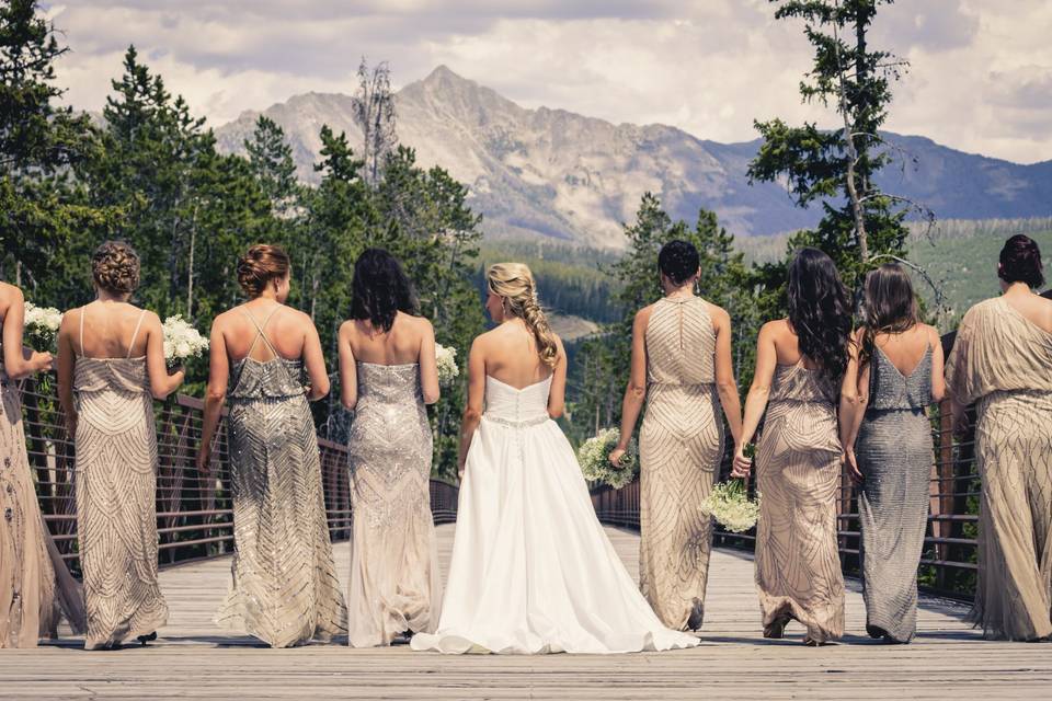 The bride with her bridesmaids