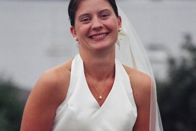 The happy bride, who happens to be my daughter, just before the ceremony at the Topside Inn in Boothbay Harbor