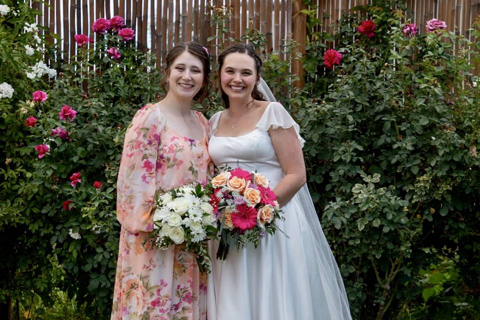 Bride and maid of honor