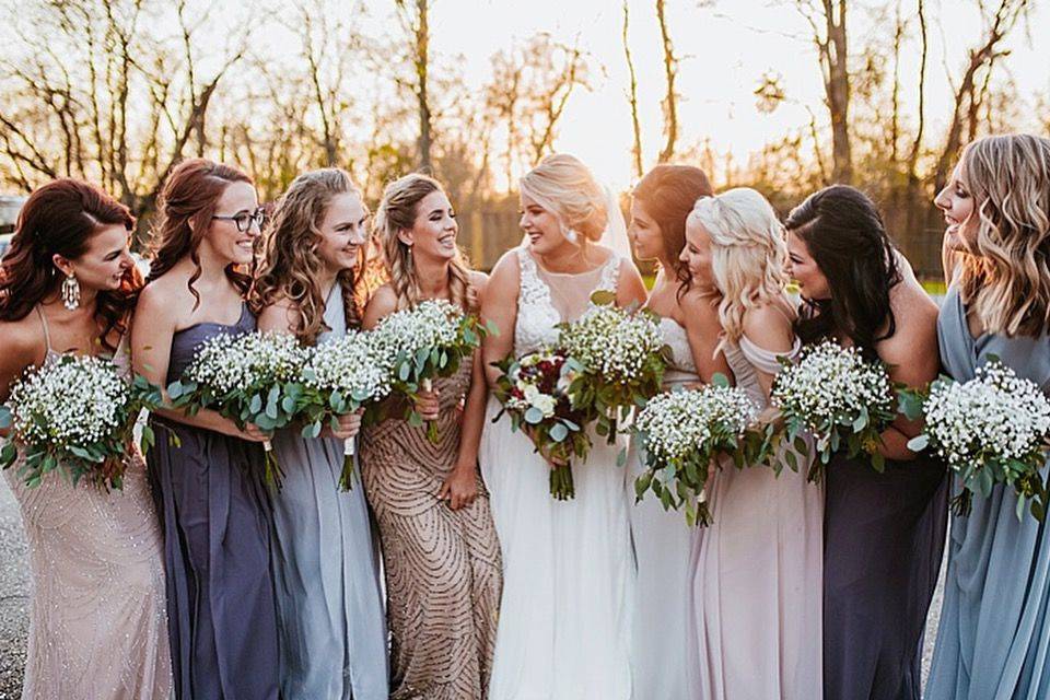 Bride and bridesmaids