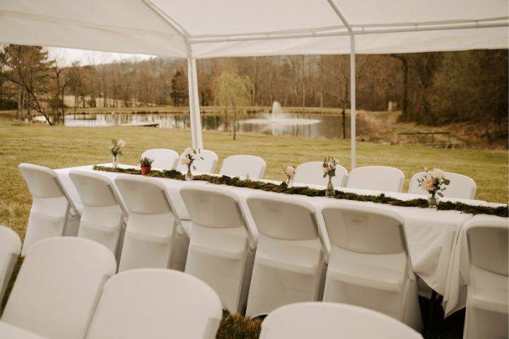 Dining setup in the great lawn