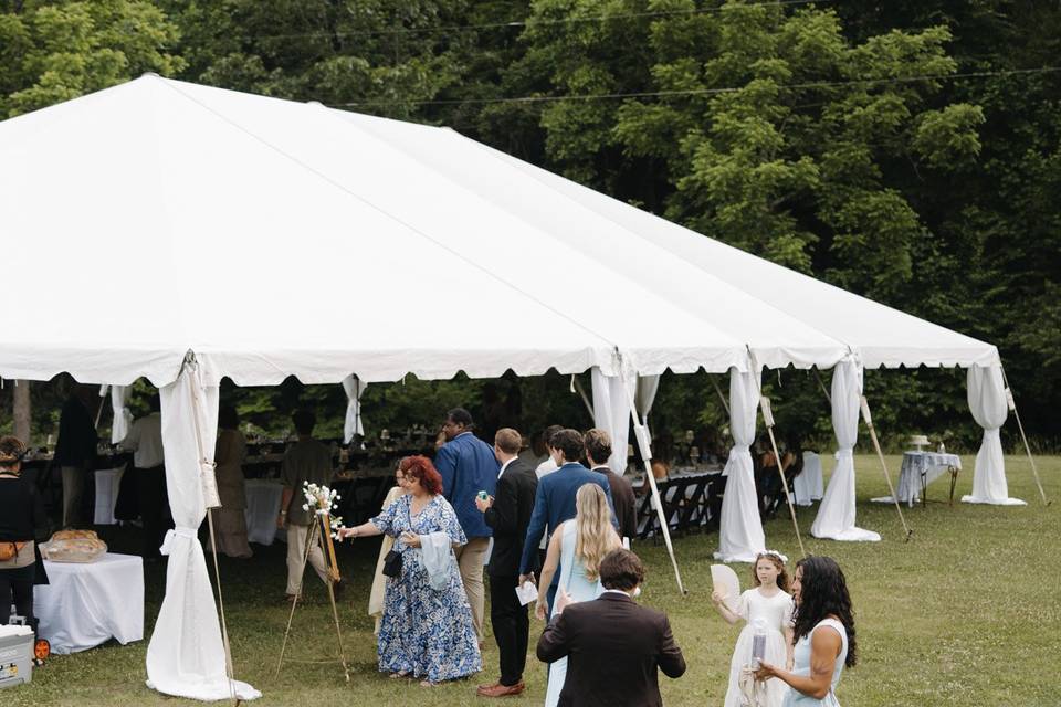 Outside the tent
