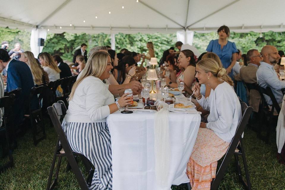 Dining under the tent