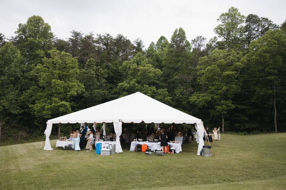 Large event tent on lawn