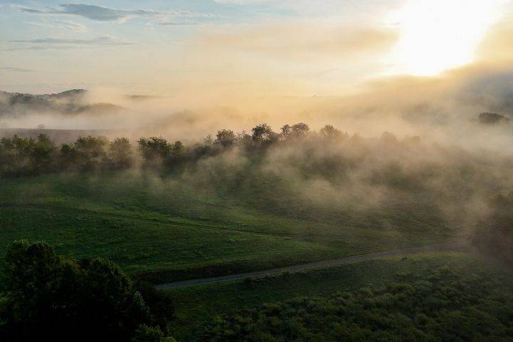 Sunrise over the property