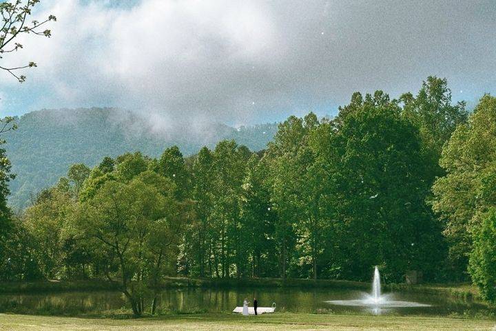 Pond and mountains