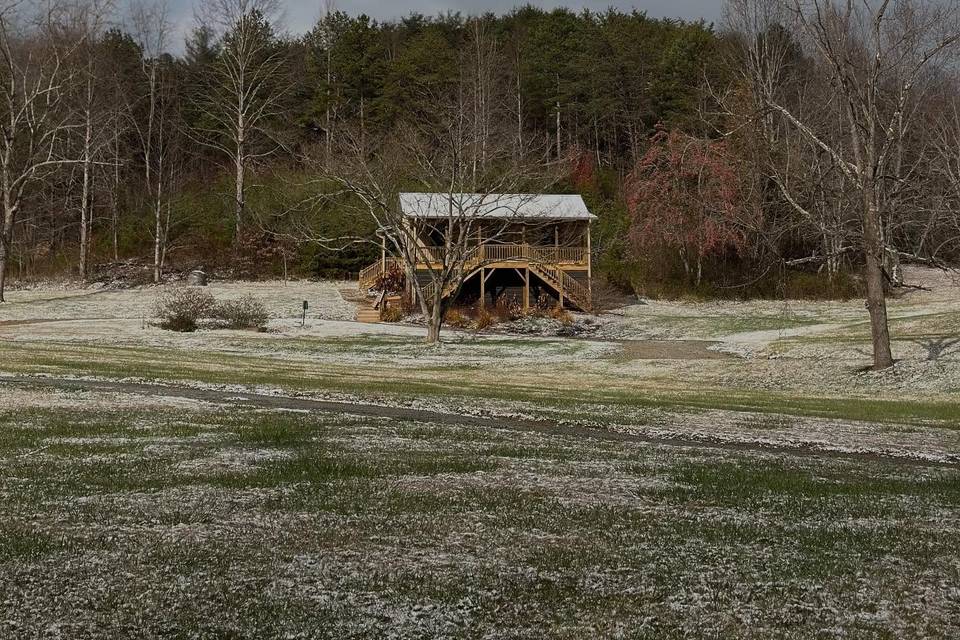 Winter view of the cottage
