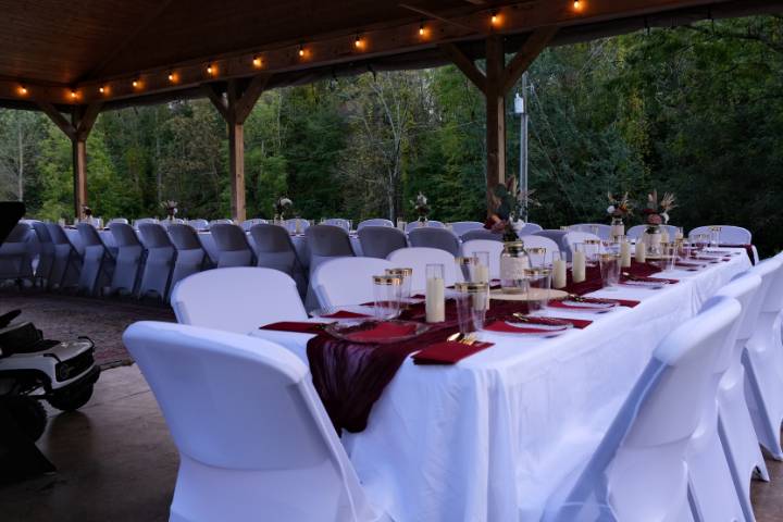 Dining setup in pavilion