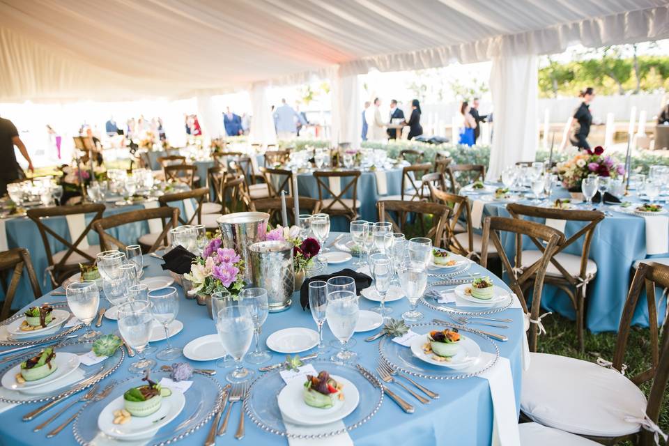 Tent on wedding lawn