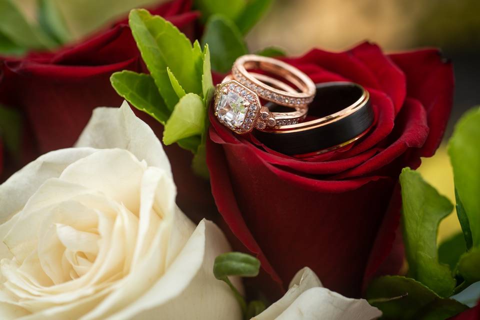 Rings on top of bouquet