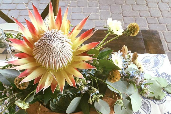 Succulent and floral decor on the table