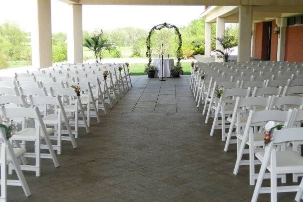 Terrace wedding aisle