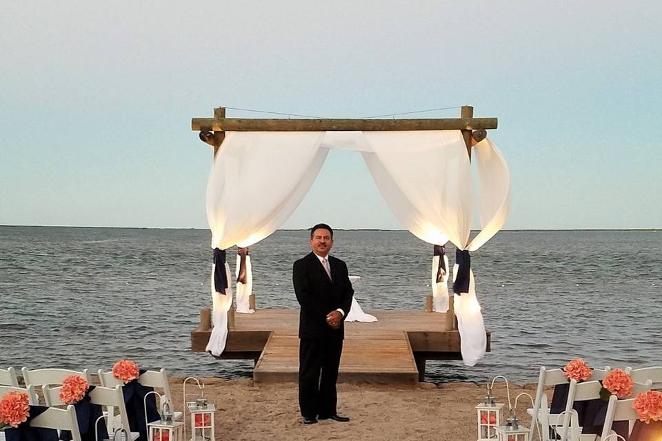 A beach wedding ceremony