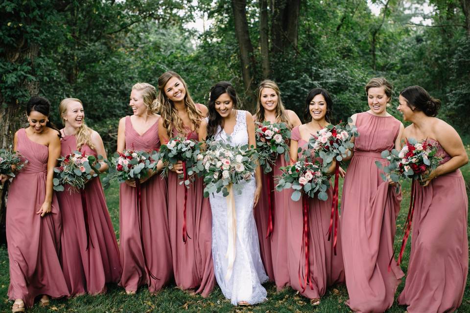 Bride and bridesmaids