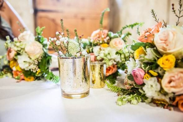 Candles and flowers centerpiece