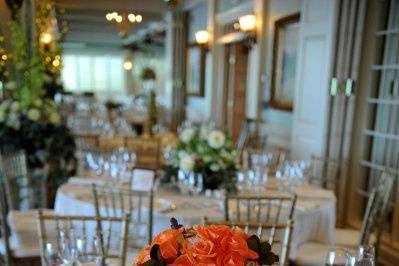 Orange floral table centerpiece