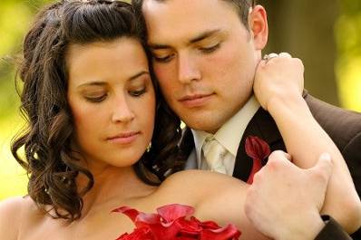 Red bouquet of the bride