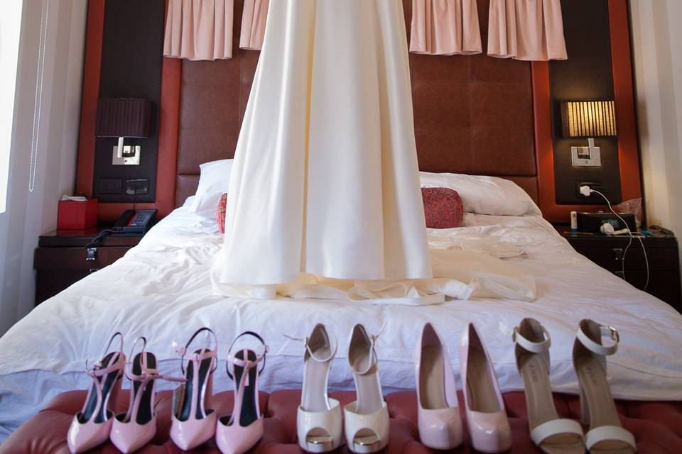 Wedding dresses and shoes