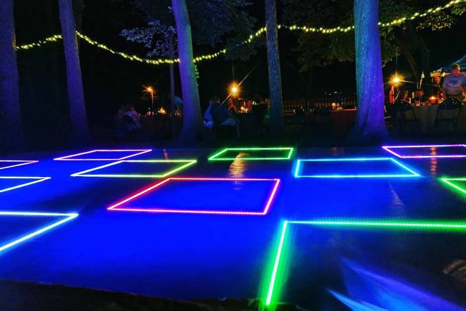 LED dance floor at night