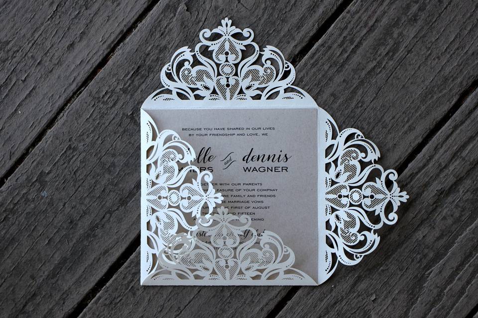 Square laser cut with kraft insert