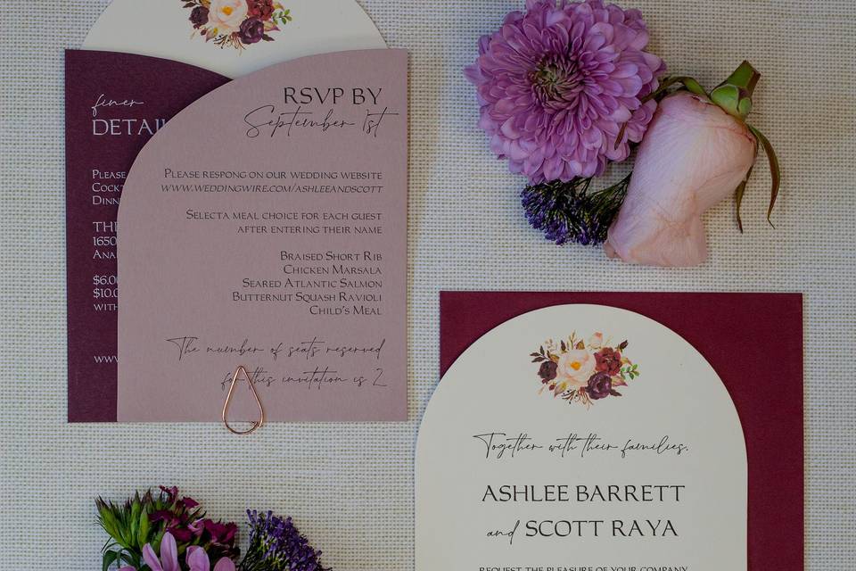 Die Cut Burgundy & Blush