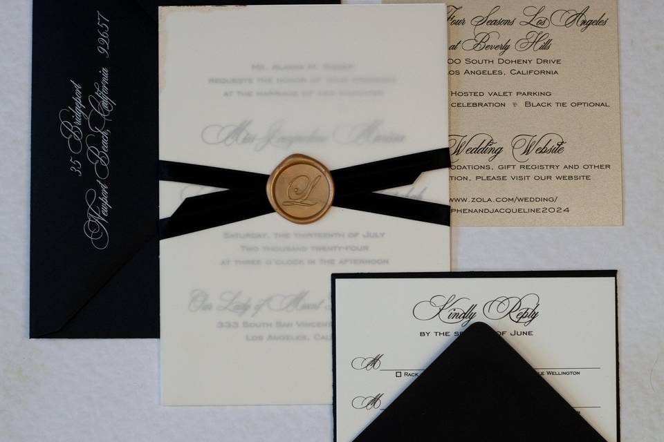 Letterpress, Ribbon, Wax Seal