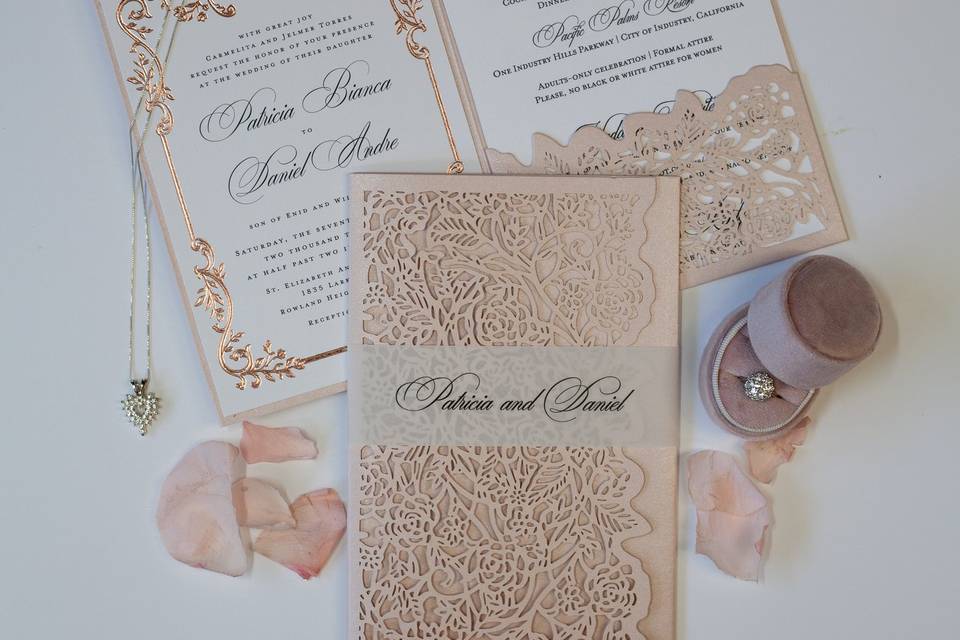 Foiled Invite, Laser Cut Pocke