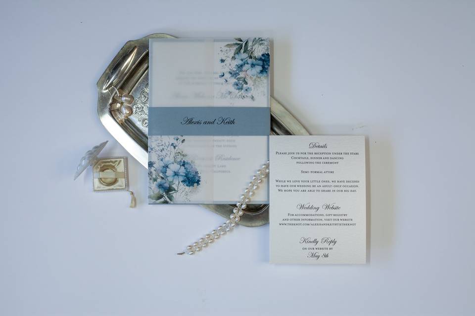 Blue Floral Vellum Wrap