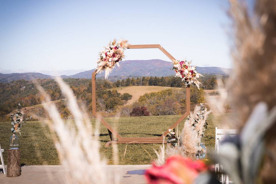 Ceremony arch with florals