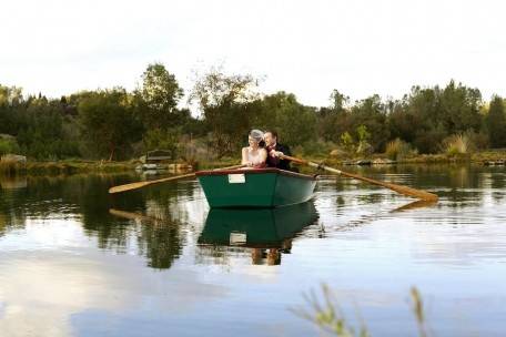 Couple paddling