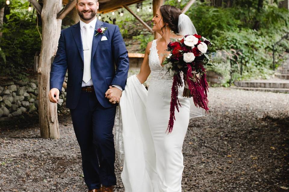 Bride and Groom on Grove Path