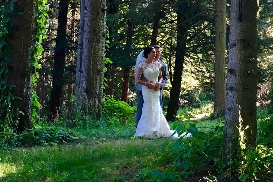 Bride & Groom in the Grove