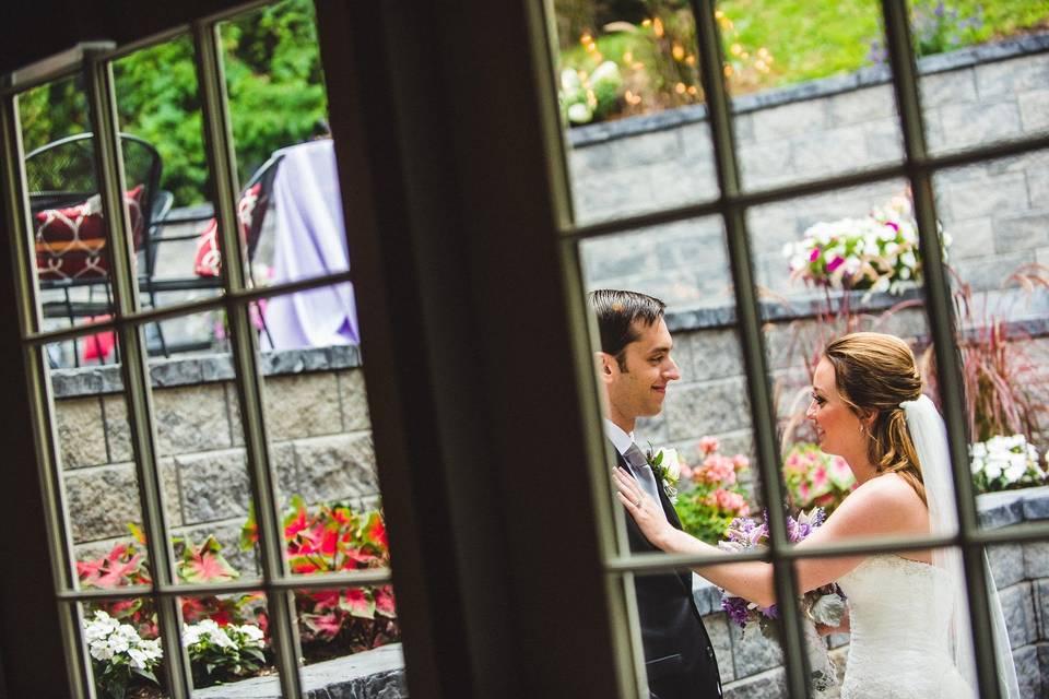 Bride & Groom on the Patio