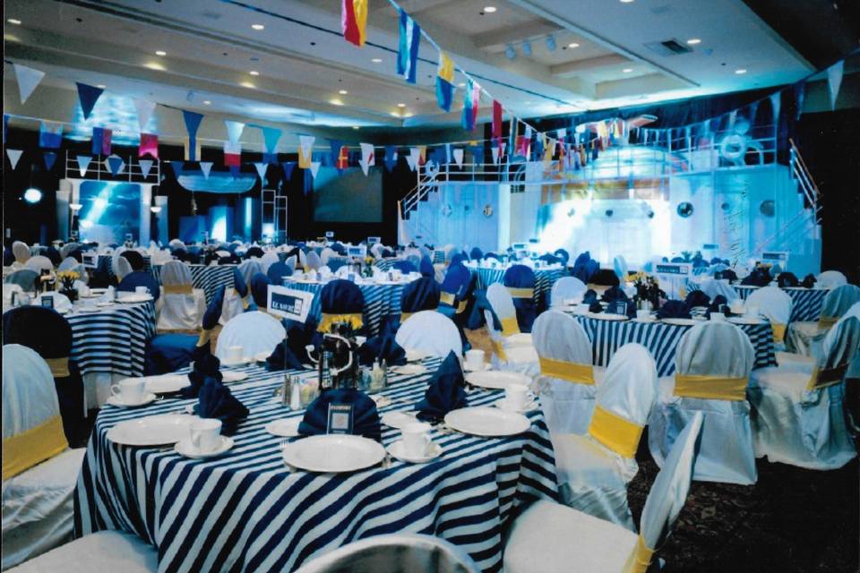 Sail away Cruise theme.  When you can't take your guests on a cruise, create a cruise experience in a venue space.