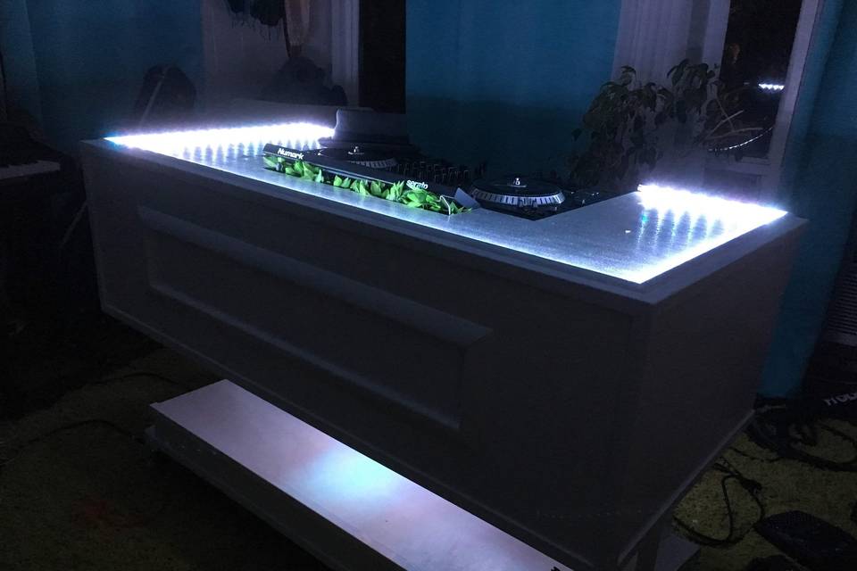 LED lighted DJ booth