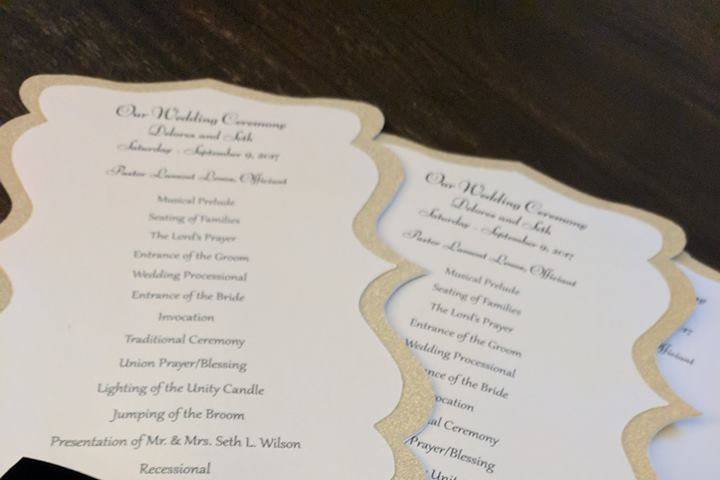 Fan-style wedding program