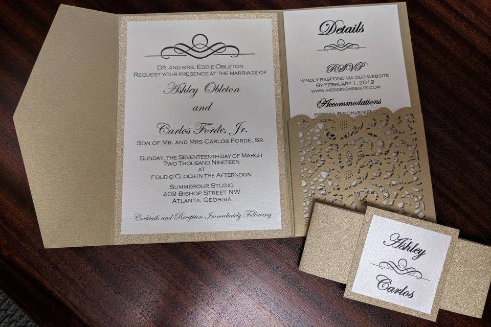 Laser cut pocket invitation