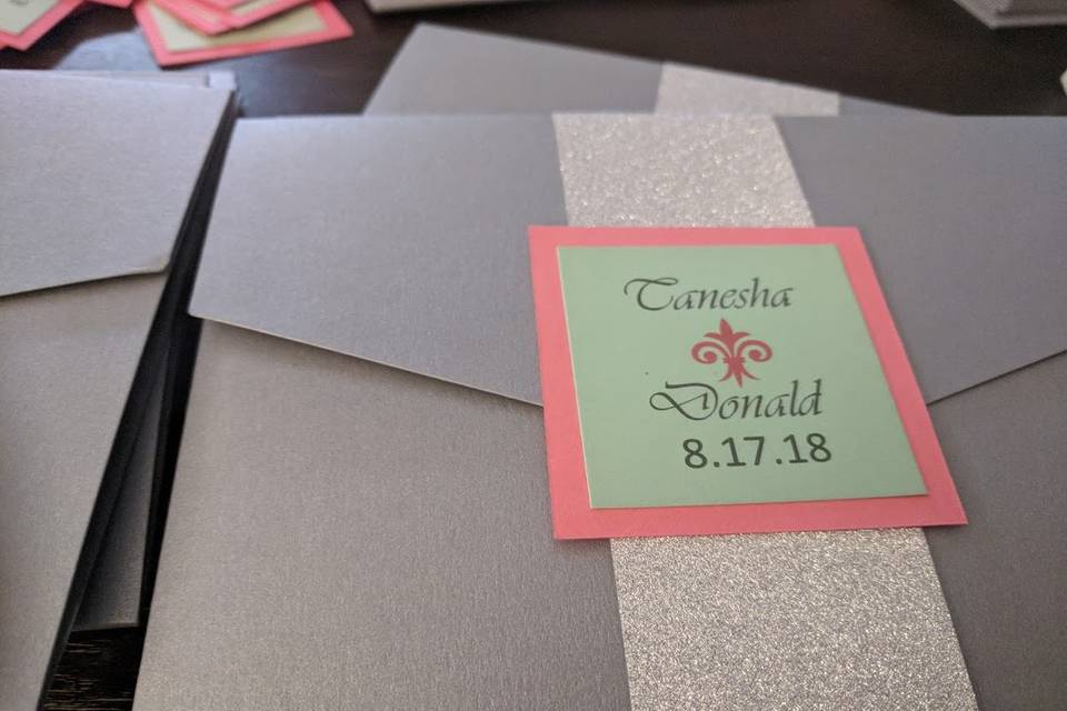 Grey, coral and silver