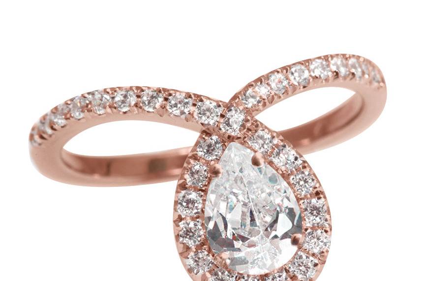 Unique pear shaped diamond engagement ring handmade >>> 14k / 18k Solid Rose Gold >>> http://bit.ly/1EfzF1p