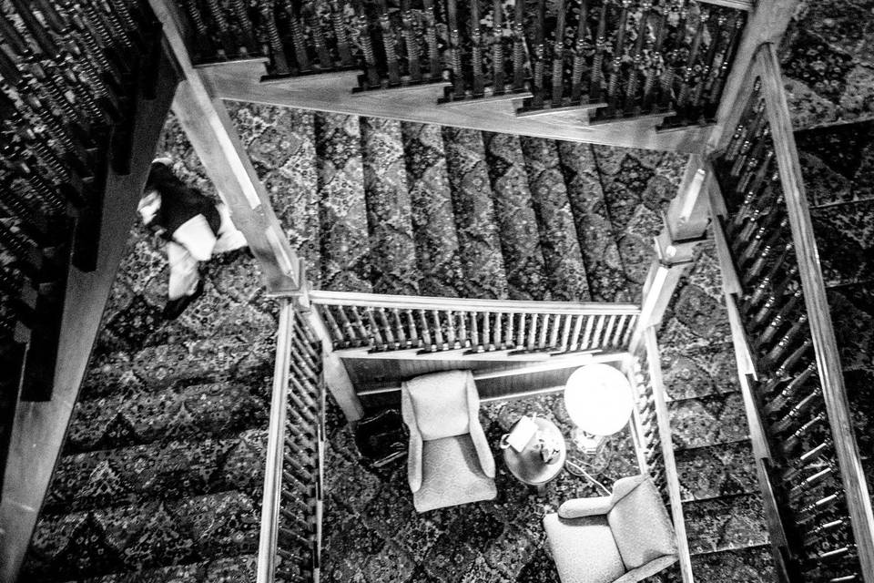 Bride on the central stairs