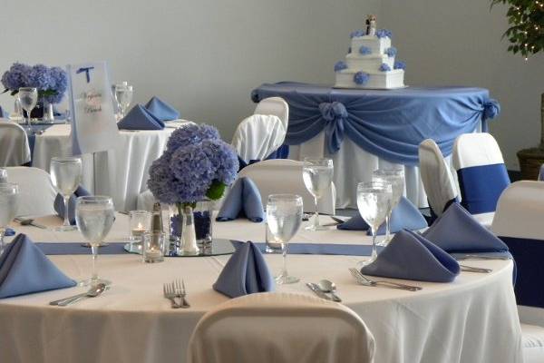 Blue table setting and decor