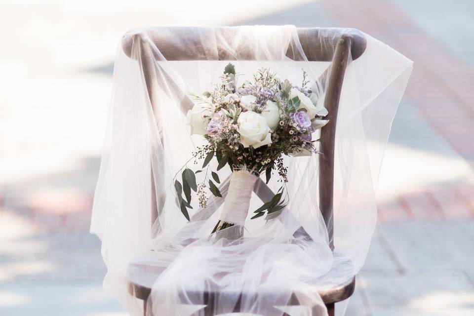 Rustic purple bridal bouquet
