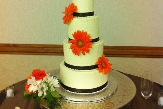 Multiple layered wedding cake