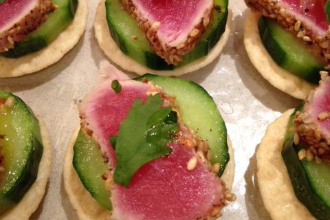 Ahi tuna on cucumber