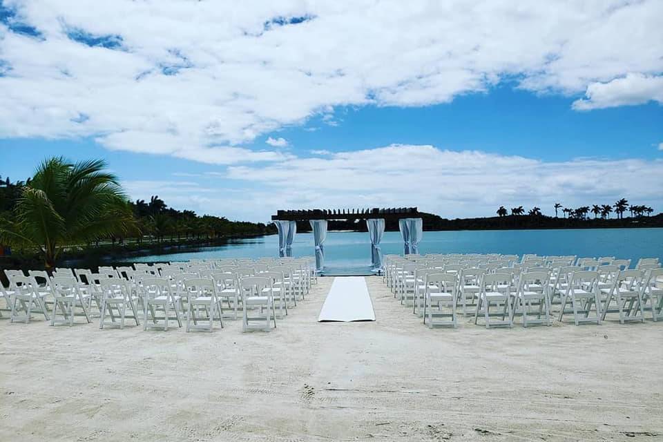 Large Beach Wedding Ceremony